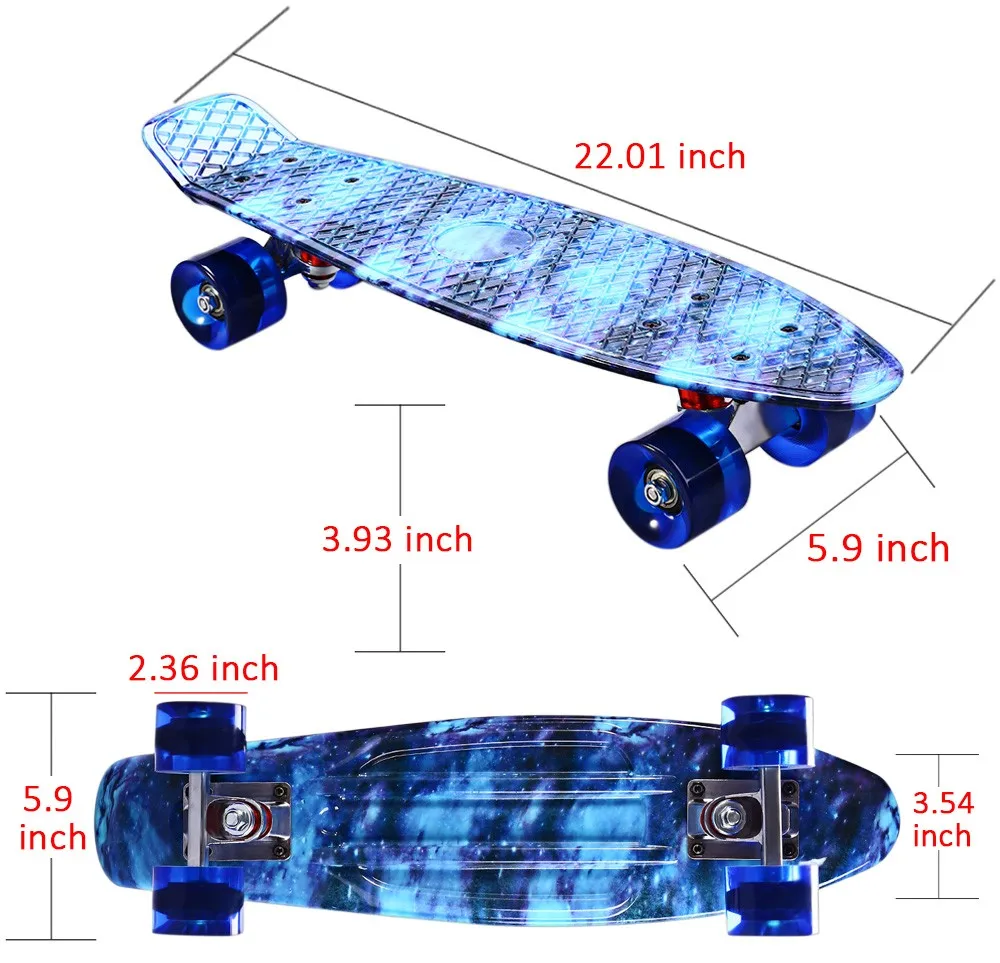 Outlife полный 22 дюймов синий звездное небо узор Ретро Скейтборд Longboard мини-Cruiser Sport четыре колеса Скейтборды