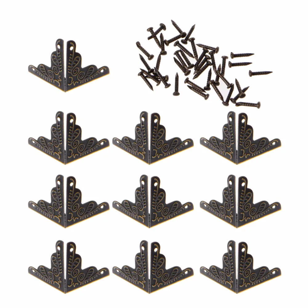 10PCS 25mm Antique Bronze Furniture Protector Corner Decorative Box