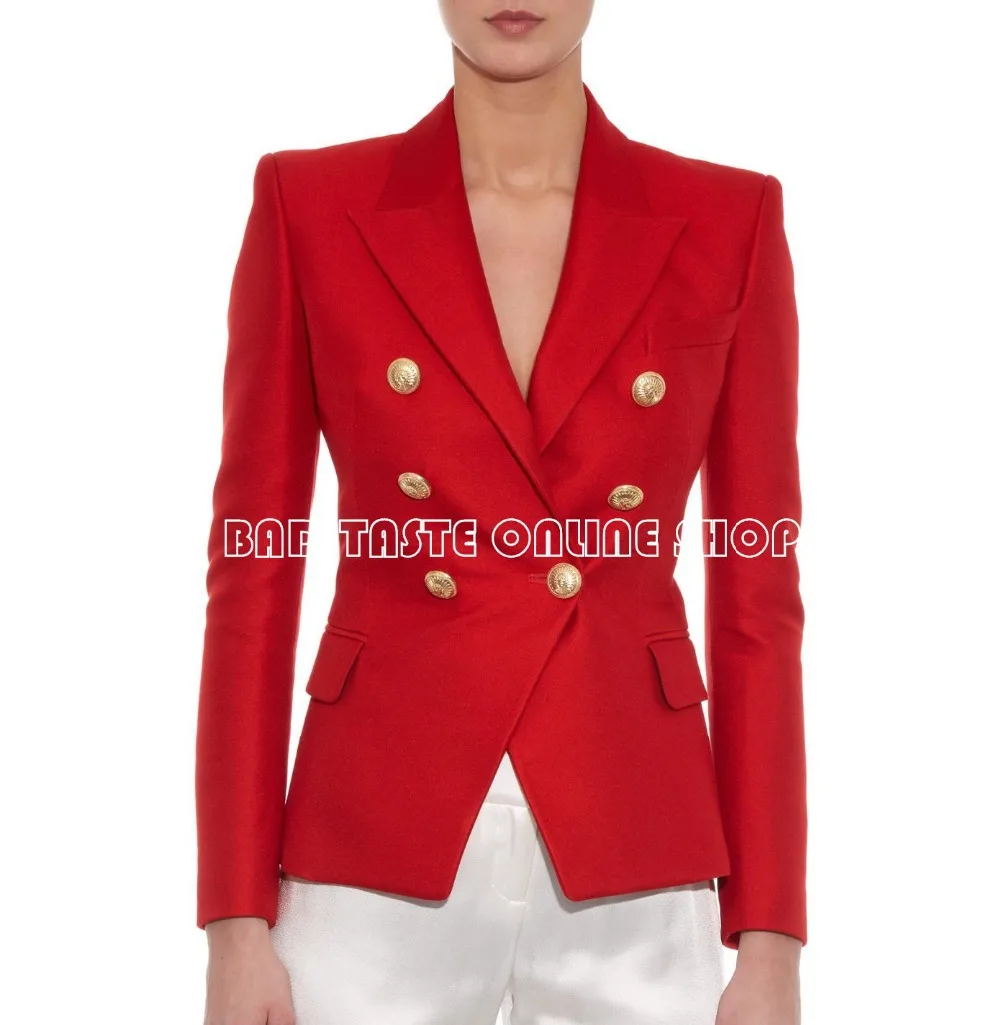 New 2017 autumn winter fashion double breasted gold color