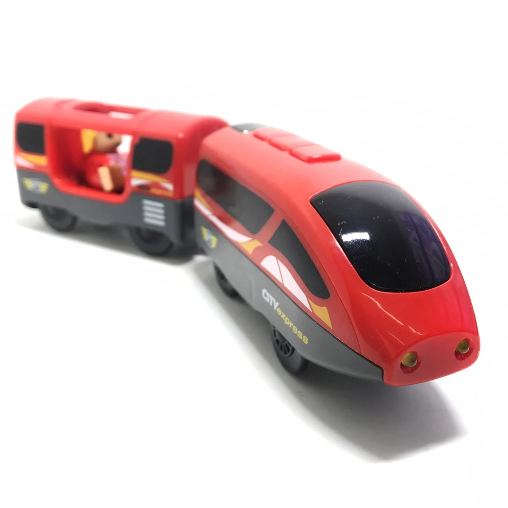 

w06 New Remote control magnetic electric locomotive compatible toy car wooden track red worldwide train no Remote control