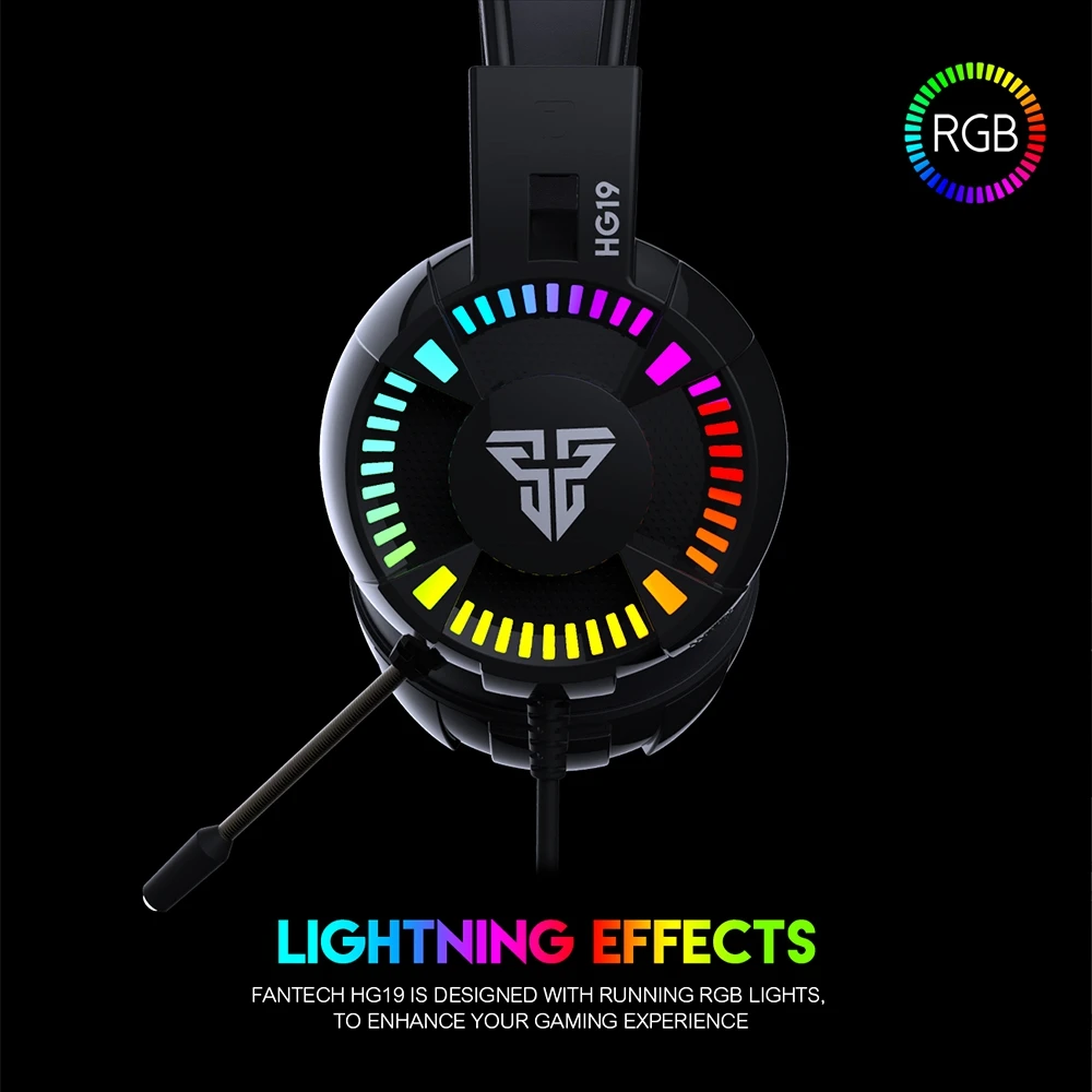 FANTECH HG19 Pro игровая гарнитура 3,5 мм Проводная гарнитура Rgb игровая гарнитура