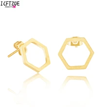10 пар, Женские Геометрические ювелирные изделия, золотые, серебряные, шестигранные серьги-гвоздики для девочек, простая бижутерия для декорирования, серьги