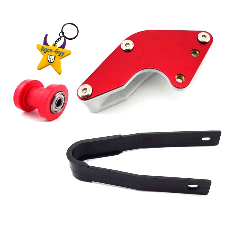 

Red 10mm Chain Roller + Chain Guide Guard + Black Plastic Chain Slider For Chinese Kayo Lifan YX Pit Dirt Trail Bike Motorcycle