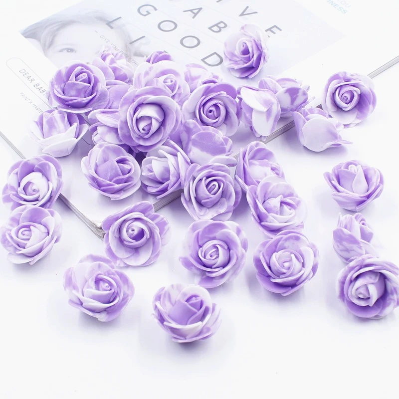 JAROWN PE Artificial Foam Flowers DIY Bear Accessory Simulation Rose Flower Head Wedding Party Fake Garland Decoration Flores (11)