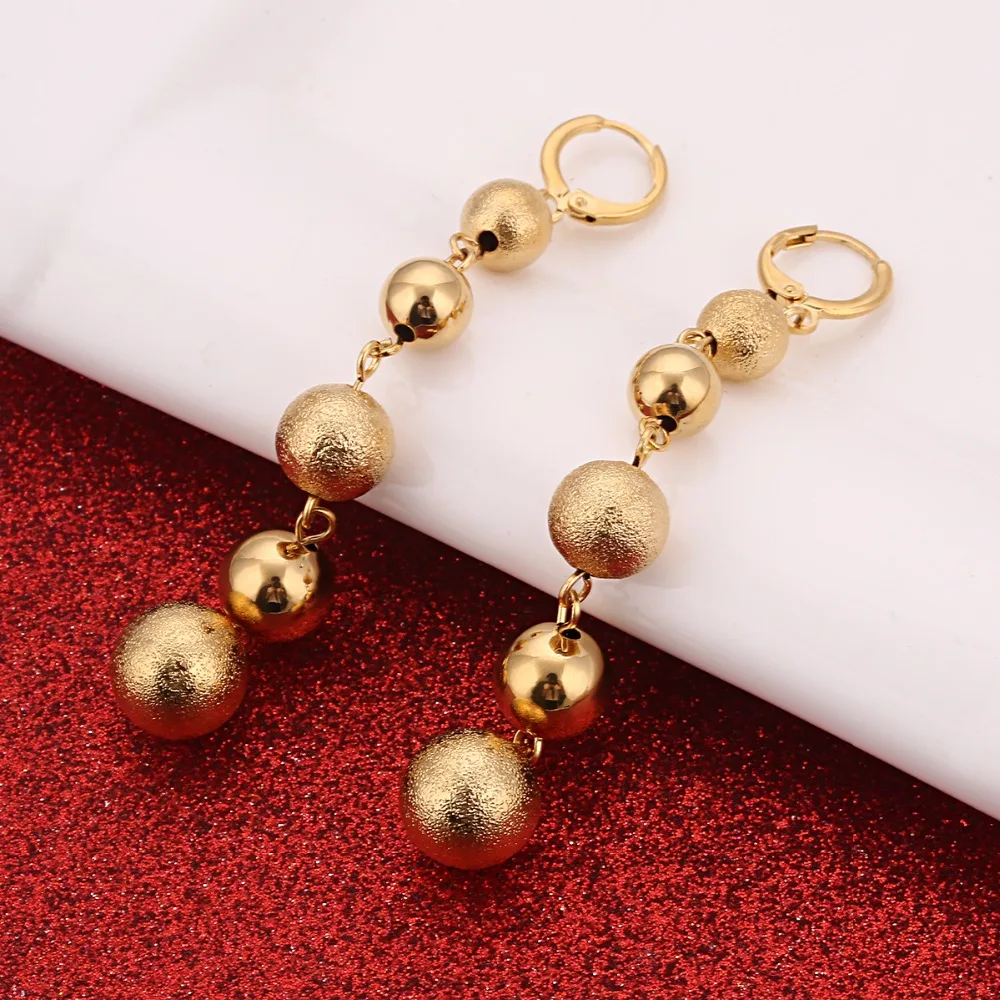 Ball Earrings Stud For Women Girls Female Jewelry Bead Round Ethiopian