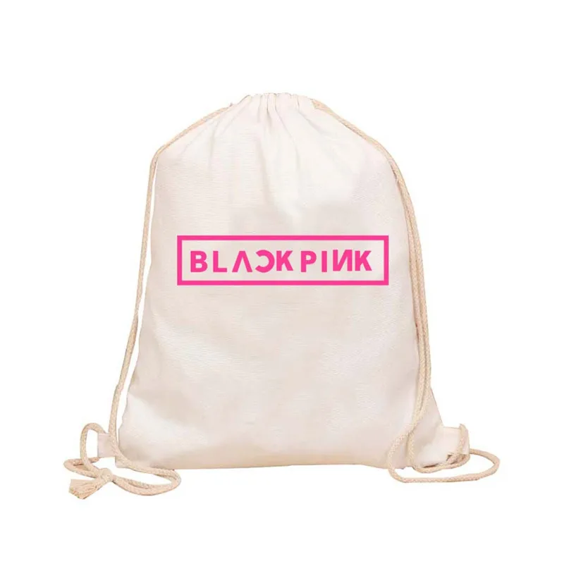 BLACKPINK холщовый рюкзак с кулиской унисекс студенческая мода школьные сумки Harajuku сумки на плечо - Цвет: 4