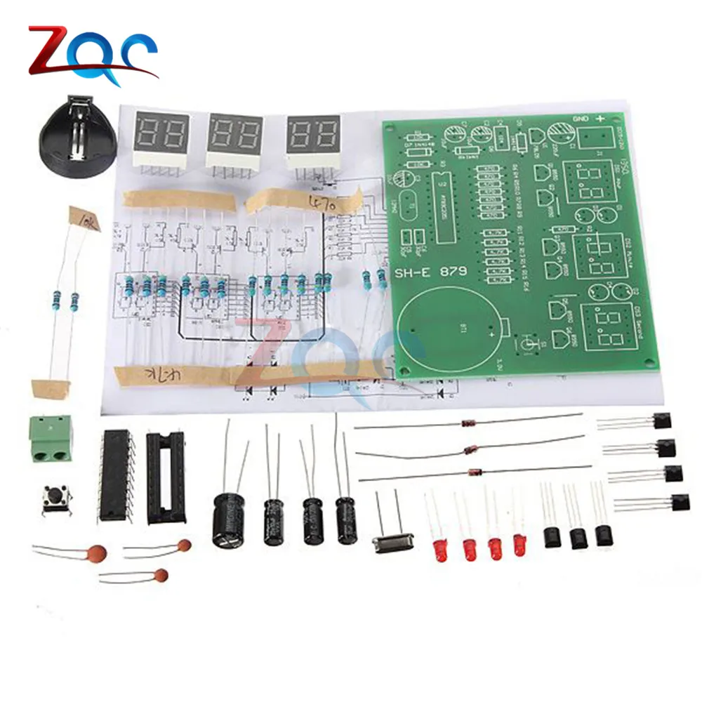Наборы для самостоятельной сборки AT89C2051 электронные часы цифровая трубка светодиодный дисплей электронные компоненты и детали модуля DC 9 V-12 V