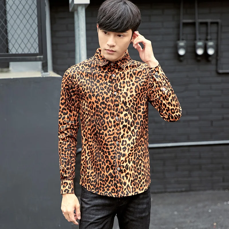 Yizzam New Mens Long Sleeve Tee Shirt XS S M L XL 2XL 3 Leopard Skin Pattern