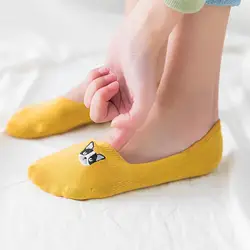 2019 Новый 8 Corlors модные женские туфли носки Calcetines вышивка маленькая собака Meias женский смешно низкой AnkleFuny Повседневное короткие носки Лидер
