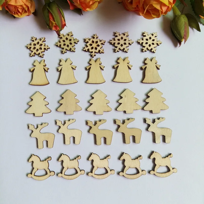 

150Pcs Mixed 5 Style Christmas Mupai Wood Button Wooden Buttons scrapbooking Sewing Accessories bottoni for Crafts