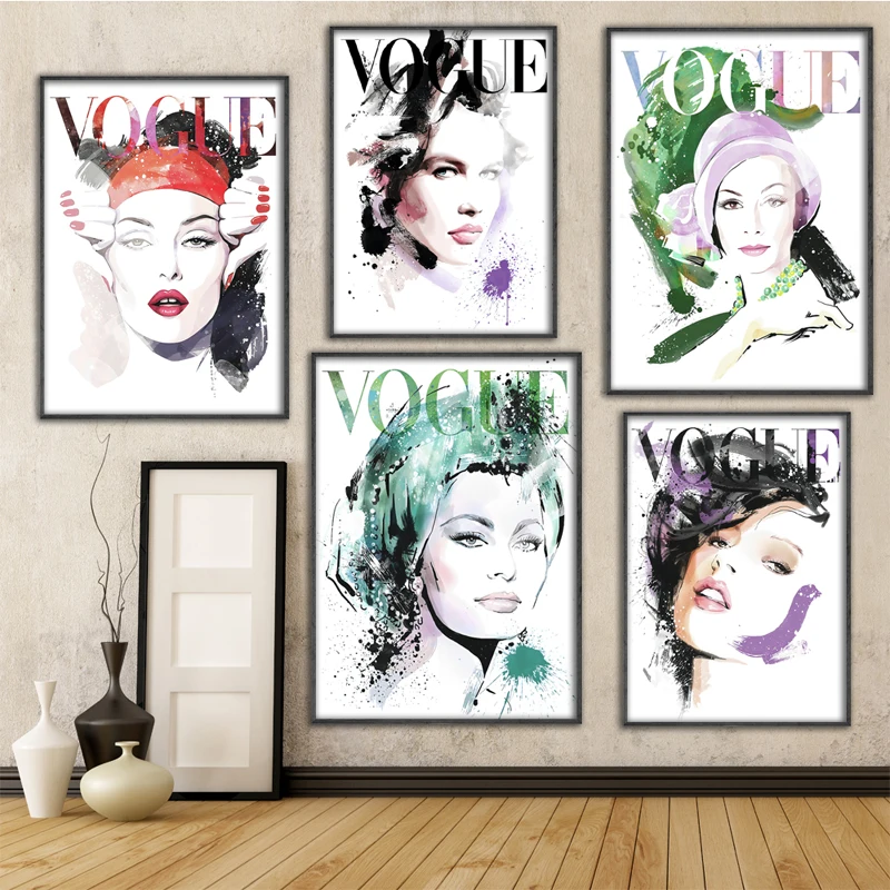 NOOG Cuadros Vogue печатные постеры и печать на холсте настенный поп арт черно белая