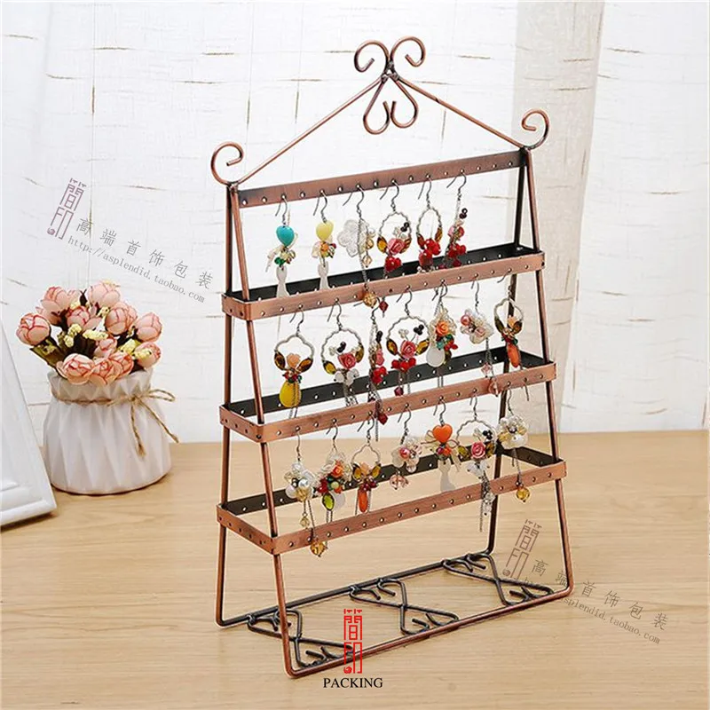 72 Hole Rack Creative wrought iron earring holder Fashion Earrings Display Rack household hanging earrings earrings storage rack