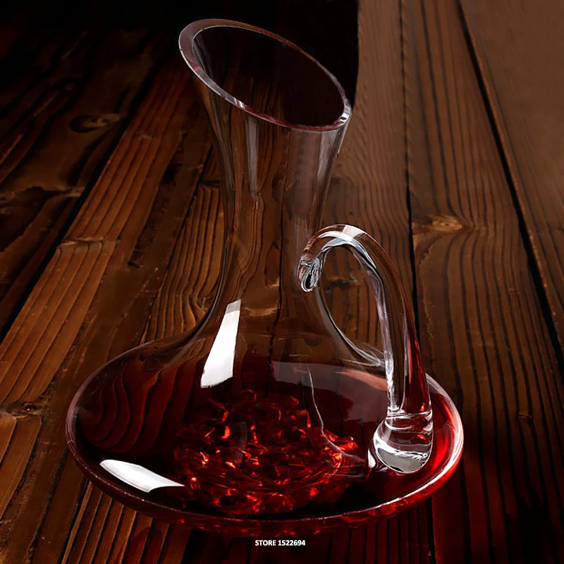 64 ounce Flat Base Red Wine Decanter Handmade Crystal Wine Pourer