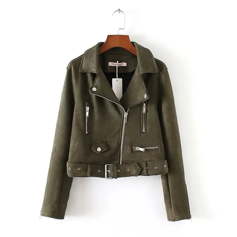 Куртка женская замшевая короткая из ПУ кожи на осень|suede leather jackets women|designer womenleather