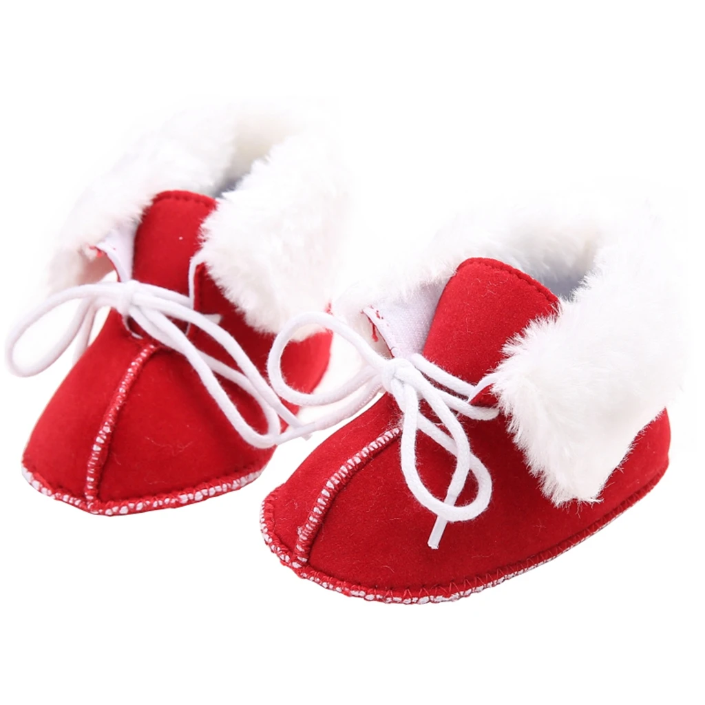 Детские Обувь для девочек зимние ботинки для новорожденных Для маленьких мальчиков Флисовая теплая обувь Кружево до мягкая подошва