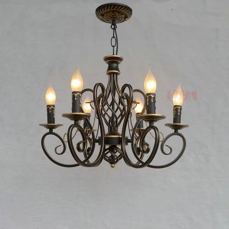 

Multiple Chandelier Iron Lamp Retro pastoral bedroom restaurant bar lamp American clothing store Iron personality ZX33