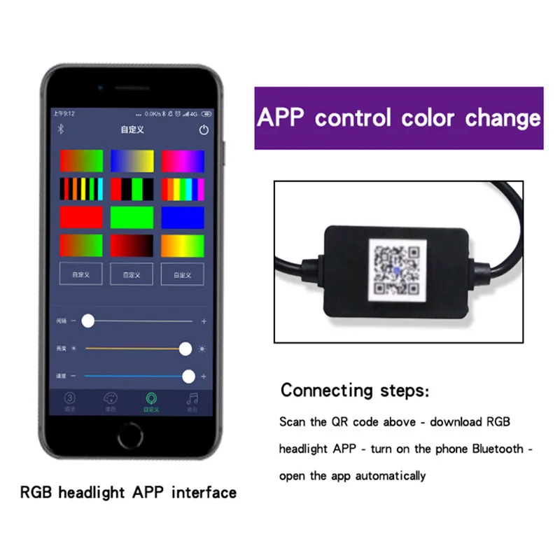 DIC светодиодный H7 H1 фары RGB голос/APP/Bluetooth Управление H4 H13 H3 9005 9006 H11/H8 9012 880 9004 9007 углеродное волокно ремонт яркие противотуманные фары