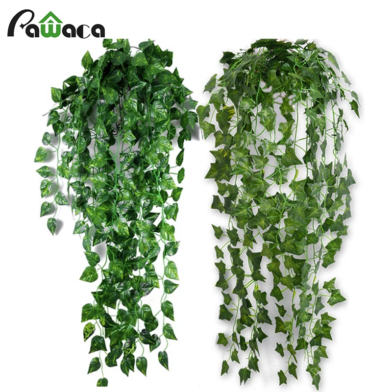 

2pcs Home Decor Green Plant Ivy Leaf Artificial Wall Hanging Leaf Garland Plants Vine Fake Foliage Flowers Plastic Plants