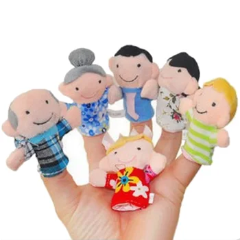

6pcs Cartoon Family Plush Finger Puppet Finger Toy Finger Doll Cloth Educational Hand Puppets Favor Dolls Tell Story Props Toy