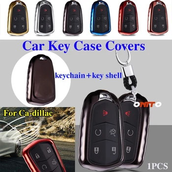 

Fashion Decoration 1PCS key Case Covers Key holder Shell bag with Keychain TPU for C-adillac CT6 ATS-L XTS CTS XT5 5BTN