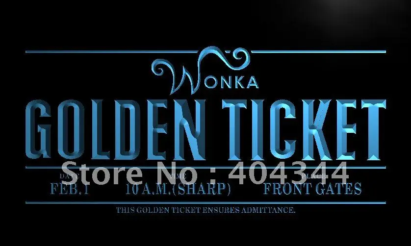 LC192- Willy Wonka Золотой билет светодиодный неоновый Световой Знак Домашний Декор