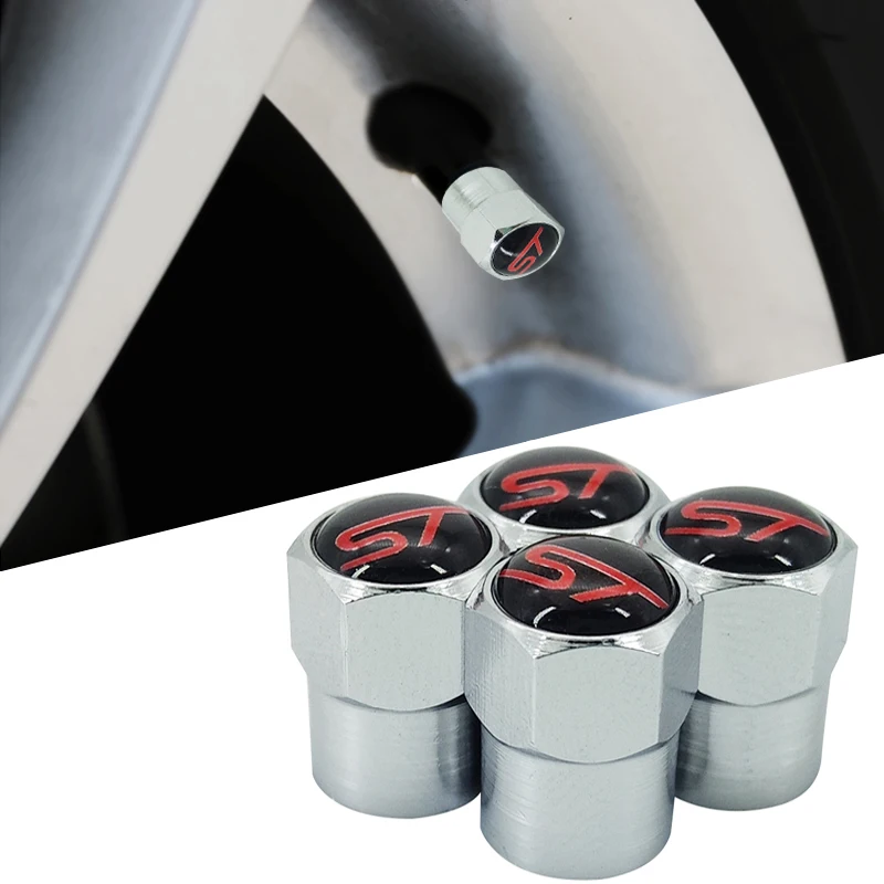

4pcs ST Car Wheel Tire Valve Caps case for Ford ST Fusion Everest Escape Explorer Edge Mondeo Focus Ecosport Fiesta Kuga