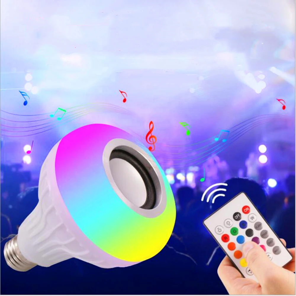

Smart light bulb E27 led RGB color music light Remote control mobile phone Bluetooth music stage light bulb led12W ambient light