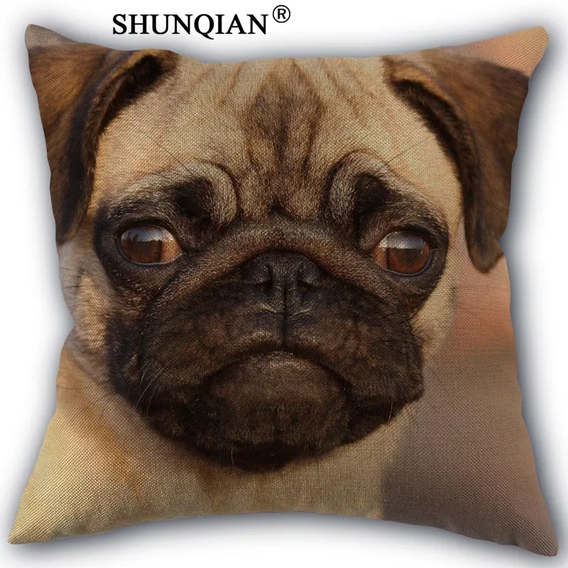 Pillow Case Горячая Пользовательские Мопса наволочки для собак 18x18 дюймов тканый хлопок из льна для стула сиденья пледы наволочка - Цвет: Pillow Case