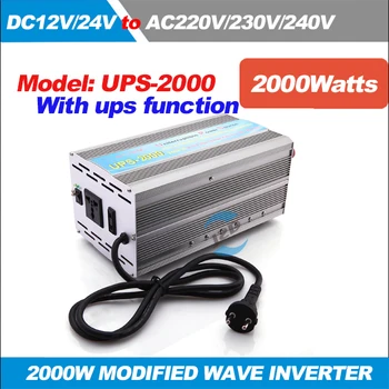 

UPS-2000 2000Watt UPS Power Inverter With Charger 2000W DC 12/24V to AC 220V Modified Sine Wave Inverter With Battery Charger
