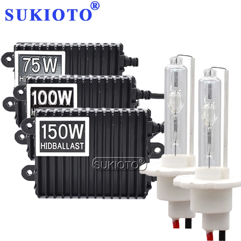 

SUKIOTO HID Headlight 100W xenon kit H7 H1 H3 H8 H11 hid xenon kit 75W 150W hid ballast high power car light 4300K 6000K 8000K