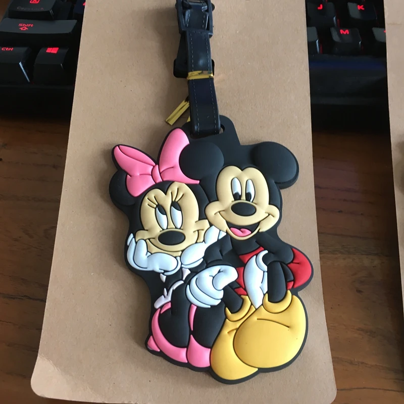 

mickey minnie lover PVC Key chain couple gift anime luggage tag boarding pass bags tags hanging new