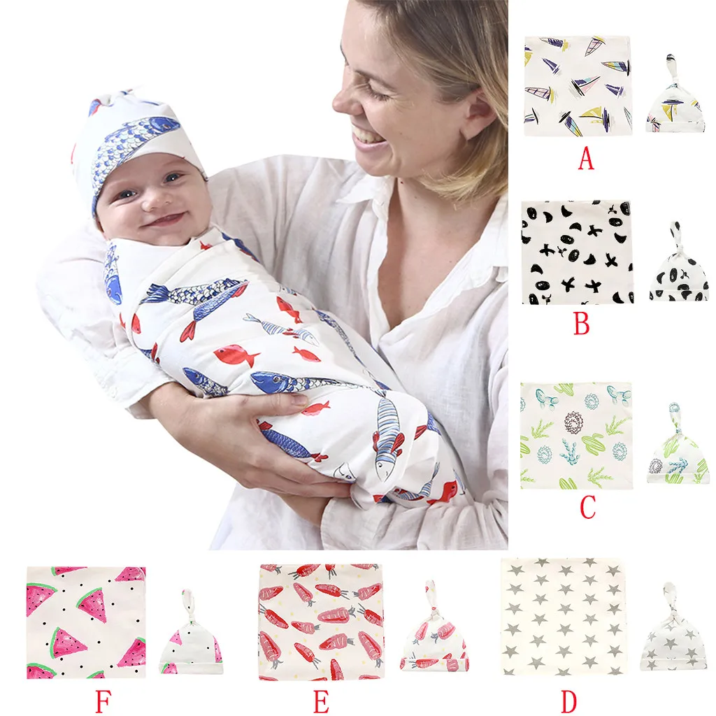 

Baby Swaddle + Hat Newborn Envelope Blankets soft Infant Sleeping Bag Sleep sack Bedding Warm Babies Cocoon Swaddling Kids Wrap