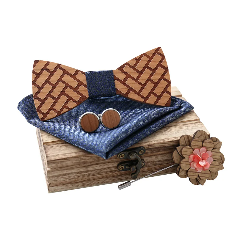 Экологически чистый натуральный деревянный лук галстуки Мужская деревянная бабочка с бесплатными подарками плед платок бутоньерка запонки T302SQ - Цвет: C12