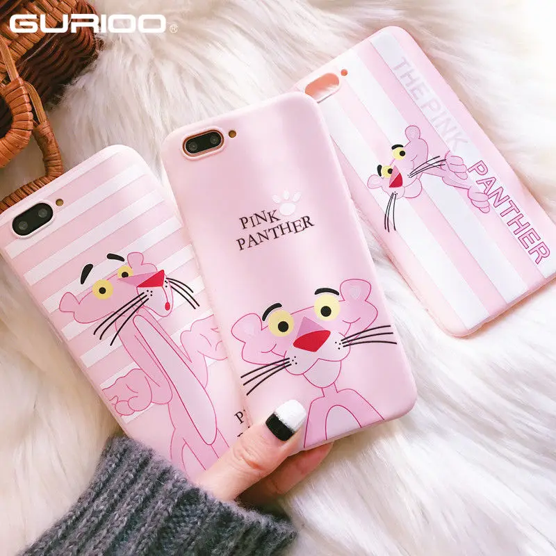 Kopen Gurioo Voor iPhone 6 6 S 7 8 X Plus Gloednieuwe Mode Roze Luipaard Shell voor Apple iPhone 8 Plus 6 6 7 Plus Slim TPU Soft Cover