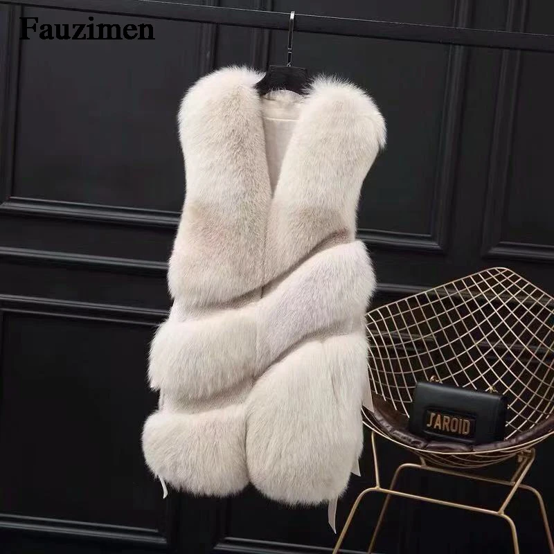 Gray Gilet Furry beige De navy light Wth Finlande Renard Hiver Épaisse Haut Fourrure Design Bandes Luxueux Gray Grade Manteau pink qTnRF