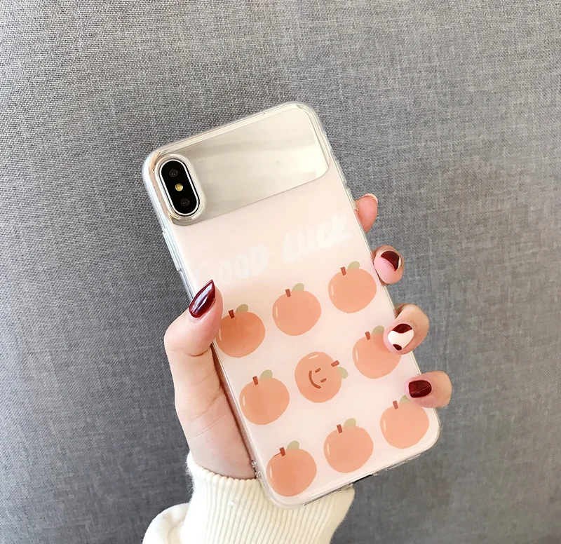 

For Fresh orange mirror xs max apple X mobile phone shell iphone8/7plus/6s/XR girl all inclusive