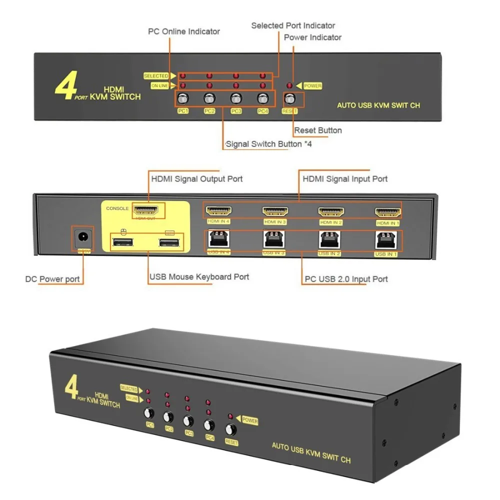 4 ports HDMI KVM switch 5