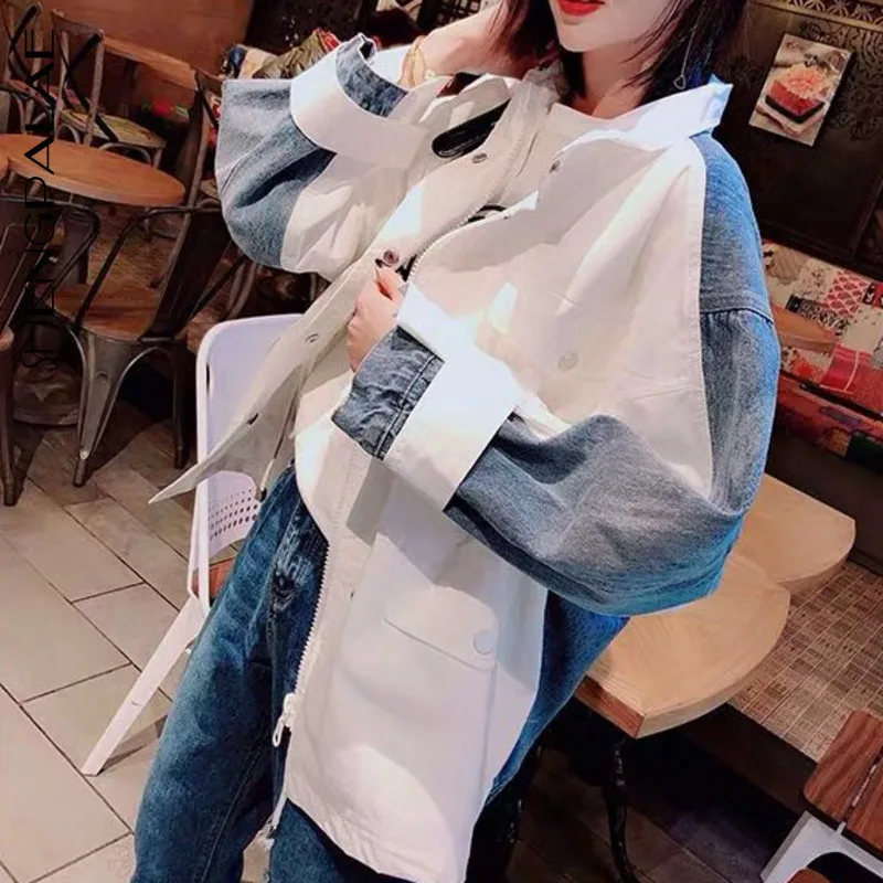 

SHENGPALAE New Winter Autumn 2019 European Style Women Patchwork Single Breasted Pockets Turn-down Collar Full Sleeve Coat FQ886