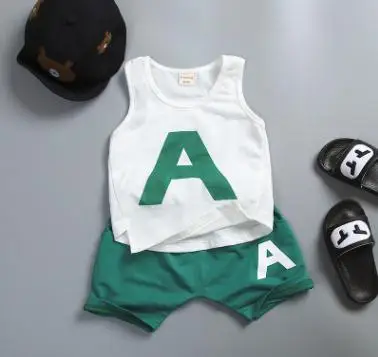 

Kids Clothes Set 2019 Summer Baby Girl Boys Suits Cotton Vest+shorts 2 Pcs Set High Qulity Toddler Infant Clothing SY-F172243