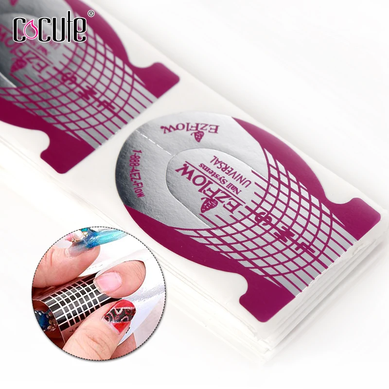 

Cocute 100pcs/lot Professional Nail Form Purple Fish Shape Nail Extension UV Gel Nail Art Women Beauty Tool Stickers