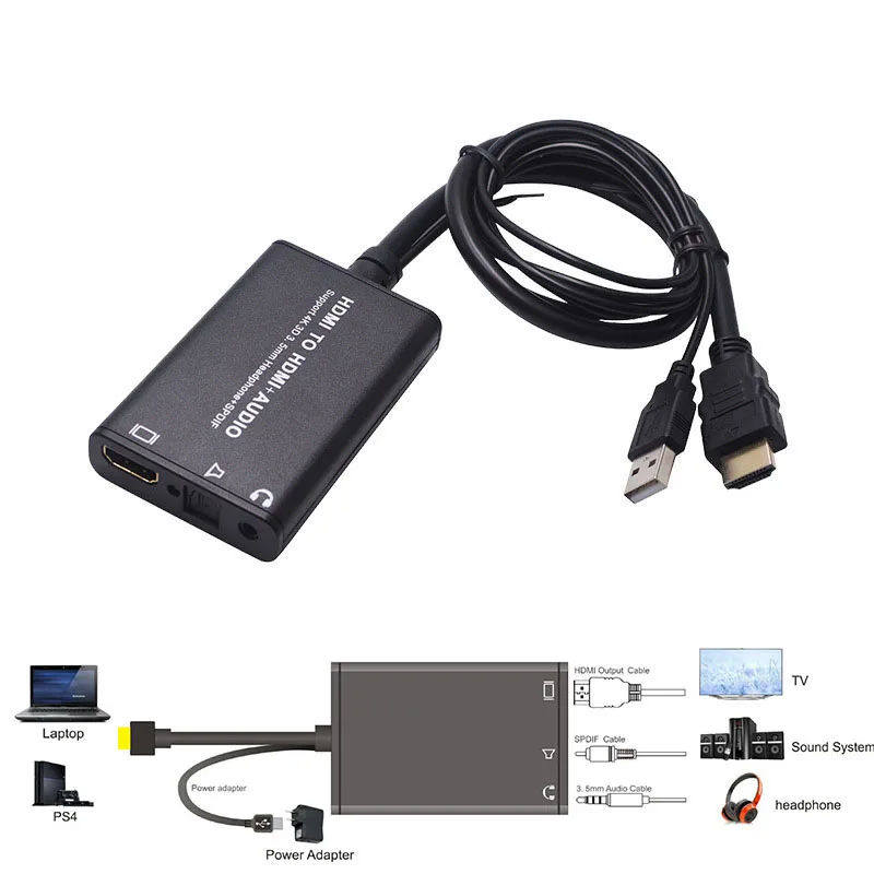 HDMI аудио экстрактор к Оптический SPDIF 3 5 мм выход с конвертер Поддержка 4K x 2K для