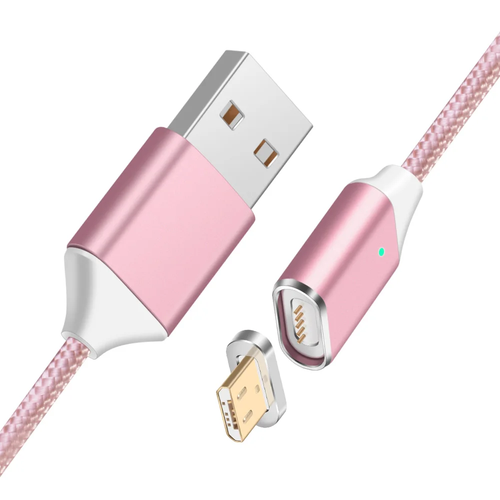 Магнитный кабель Нейлон Плетеный Магнит Micro USB кабель для быстрой зарядки передачи и синхронизации данных Зарядное устройство для подключения кабеля к кабелю для Xiaomi samsung Android - Цвет: Rose Gold Micro Cabl