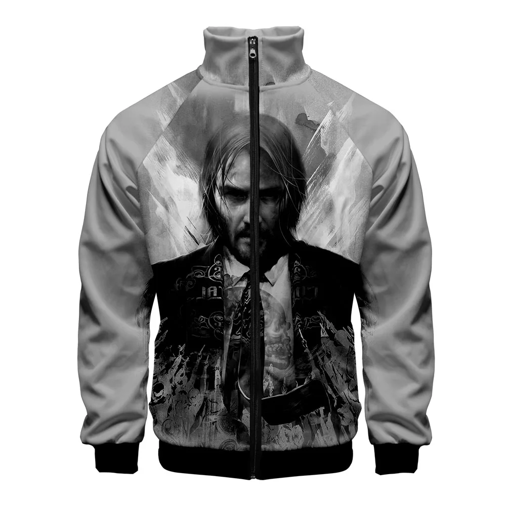

John Wick 3D Collar Zipper Man Jacket Bomber Hoodie Kpop Off Multiple Colors White Streetwear Hip Hop Harajuku Windbreakers 4XL