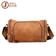 Top vaquero 100% de moda de cuero genuino para hombres bolso de mensajero diseño Vintage almohada bolsos hombres horizontal casual bandoleras de viaje