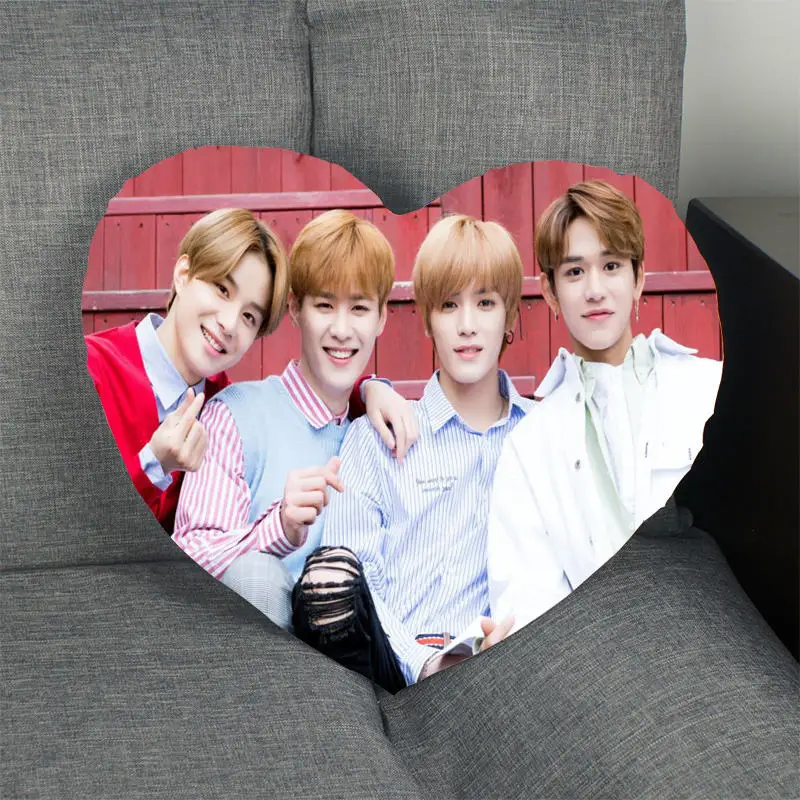 New Kpop Pillow Case NCT Heart Shape Satin Fabric Pillow Cover For Home Bedroom Wedding Decorate Pillow Cases