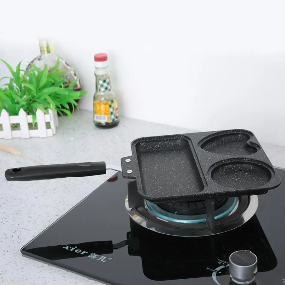 Hot 3 In 1 Non Steak Grill Pans Non-Stick Frying Pan Kitchen Fry Eggs Cooking Steak Pans