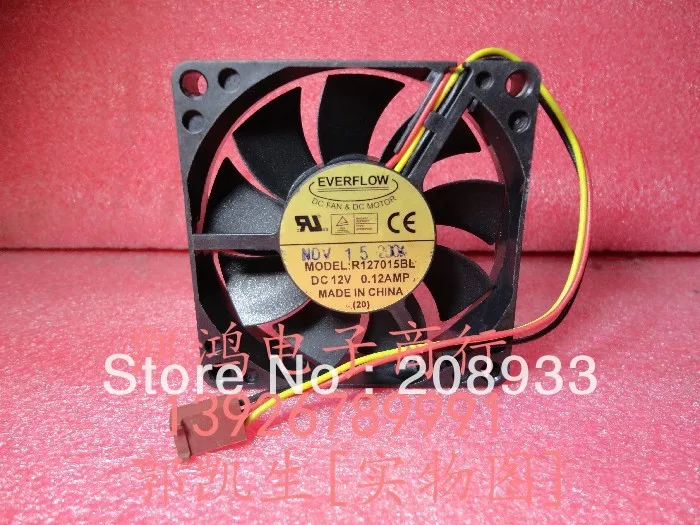 Вентилятор шасси с двумя шарикоподшипниками для процессора everflow R127015BL 7 см 7015 12 В