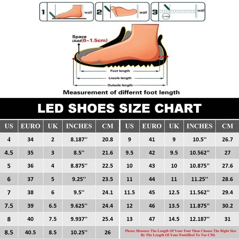 LED SHOES SIZE WITH SOLE
