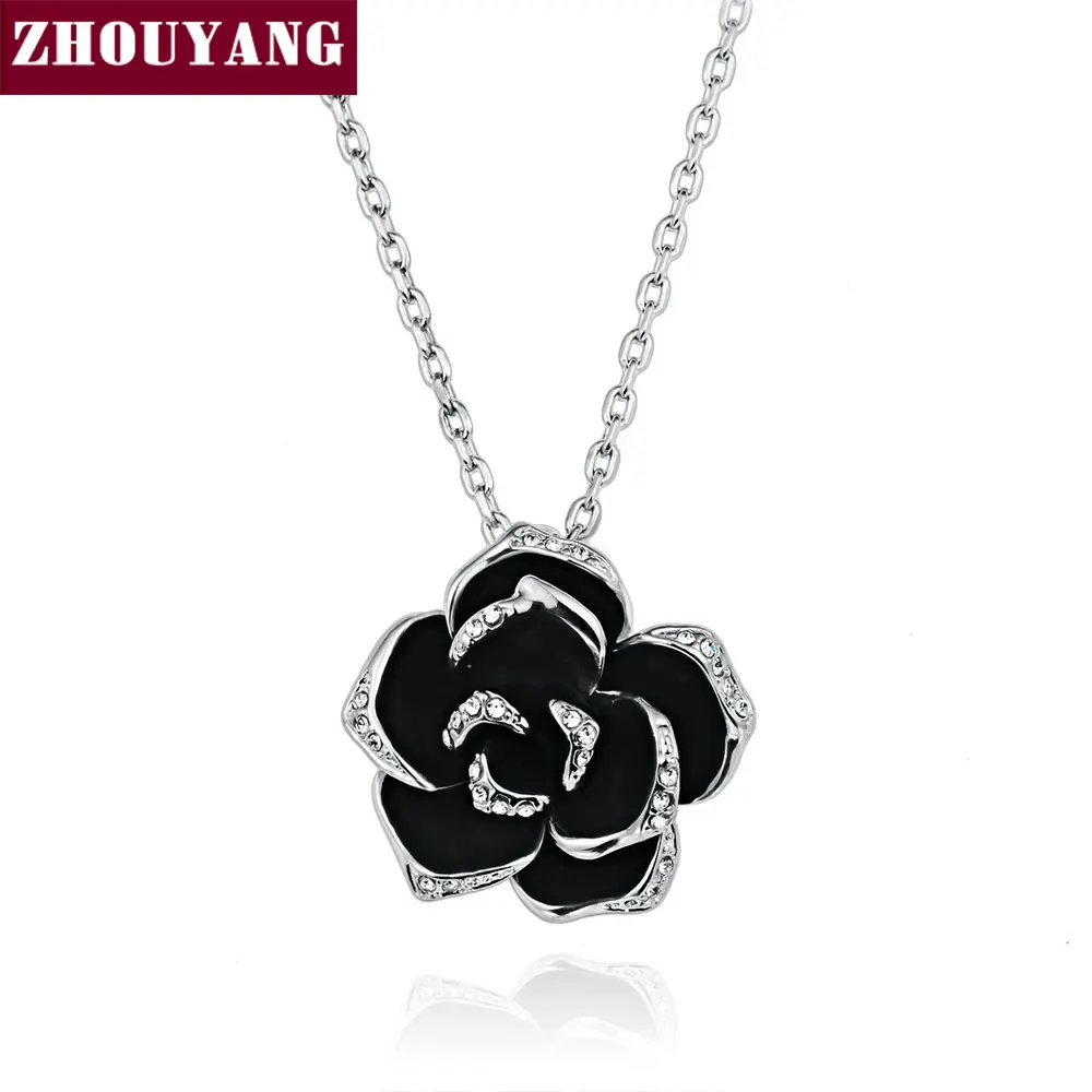 ZHOUYANG высокое качество ZYN021 большой черный розовое золото цвет кулон ожерелье
