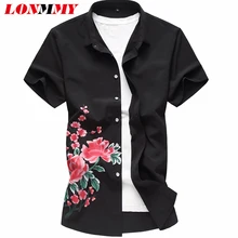 LONMMY/Большие размеры 7XL, мужские рубашки с цветочным рисунком, блузки, повседневные, облегающие, модные, с коротким рукавом, с цветочным рисунком, Мужская одежда, новинка, лето